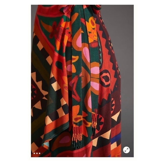 NWT FARM RIO Anthropologie Hanky Tribal Print Midi Wrap Dress XS Petite - Picture 4 of 10